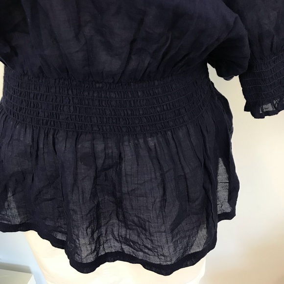 Aeire Blue Peplum Boatneck  Blouse - Picture 4 of 7